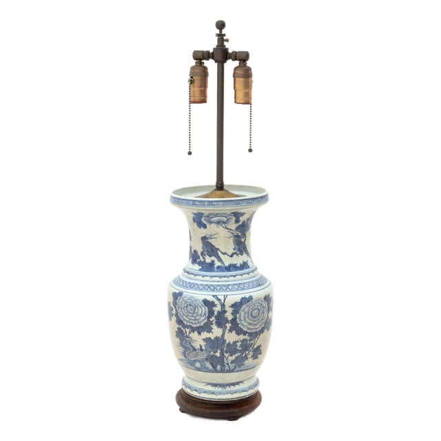 Chinese Blue and White Porcelain Vase as Lamp For Sale