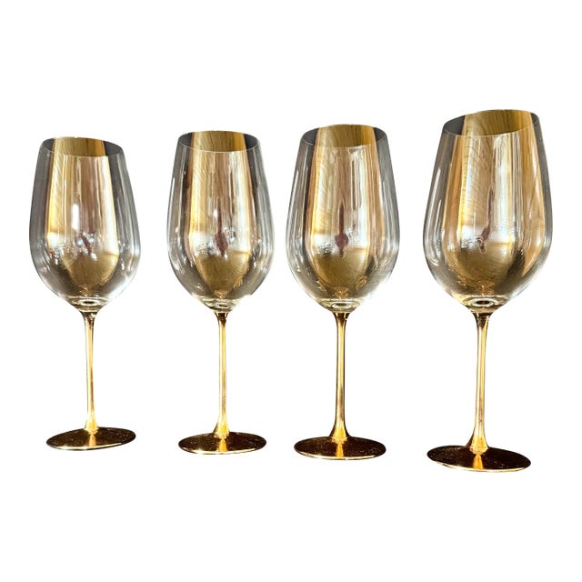 1990s Copper-Stemmed Wine Glasses - Set of 4 For Sale