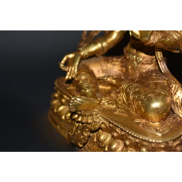 Gilt Bronze Tibetan Green Tara Statue For Sale - Image 9 of 13