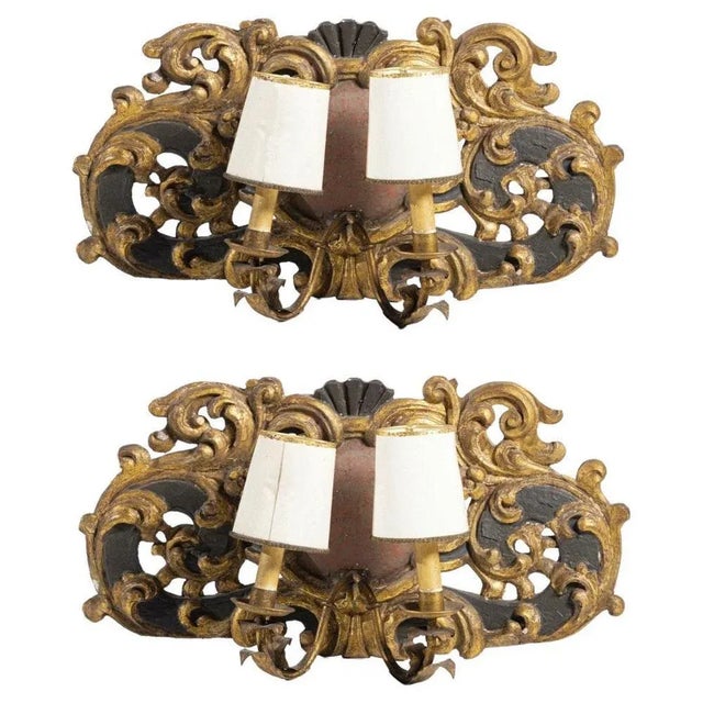Portuguese 2-Light Sconces, 18th Century, Set of 2 For Sale - Image 6 of 6