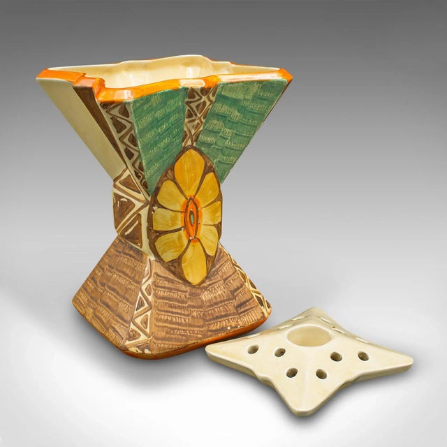 This is a vintage dried flower vase. An English, ceramic decorative sleeve in Art Deco taste, dating to the early 20th...