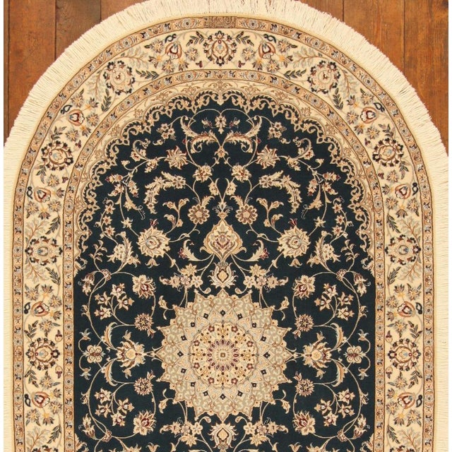 Oval Hand-Knotted Middle Eastern Rug For Sale - Image 3 of 11
