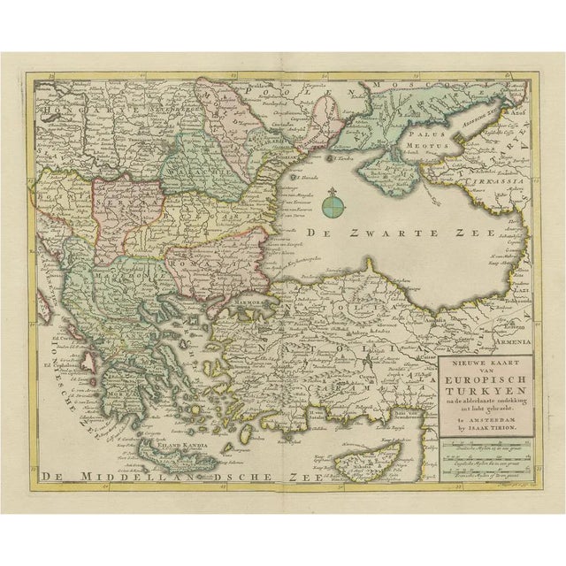 Antique Map of Greece and Turkey, 1733 For Sale