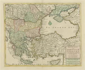Antique Map of Greece and Turkey, 1733