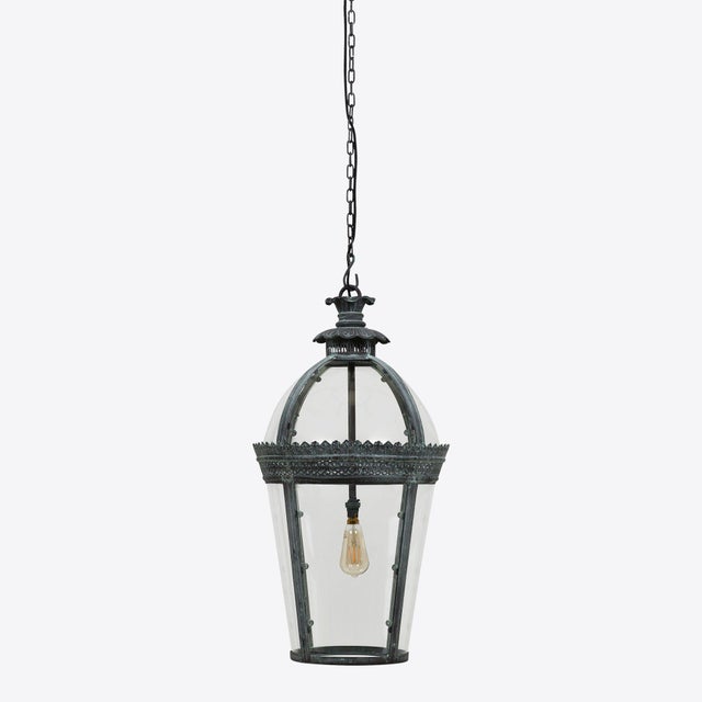 Metal Medium Verdigris Bronze Byron Lantern from Pure White Lines For Sale - Image 7 of 11