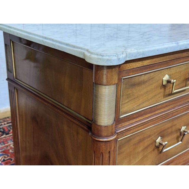 Louis XVI Mahogany Chest of Drawers with Marble Top, 1950s For Sale - Image 9 of 18