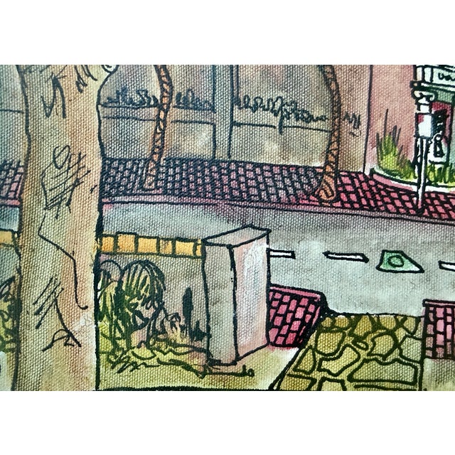 Textile 1980's Coconut Grove Cityscape Mixed Media For Sale - Image 7 of 9