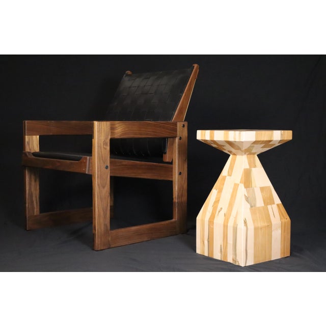 Mosaic Pedestal Table, Solid Cherry and Maple Hard Wood, Artisan Crafted (Sn2523) For Sale - Image 14 of 14