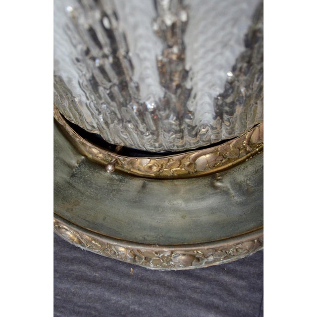 Art Deco Molded Glass and Brass Ceiling Lights, 1930s, Set of 4 For Sale - Image 10 of 18