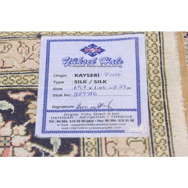 Textile Mid 20th Century Vintage Turkish Sillk Kayseri Rug, 04'10 X 05'02 For Sale - Image 7 of 11