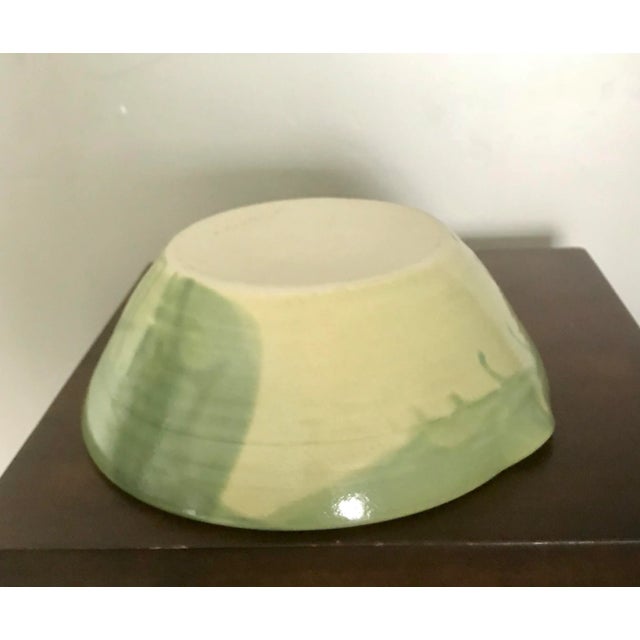 Large Moss Green Studio Ceramic Bowl For Sale - Image 4 of 6