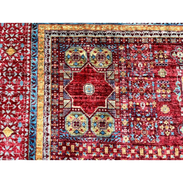 8' X 11'4" Red Mamluk Geometric Wool Rug For Sale - Image 11 of 15