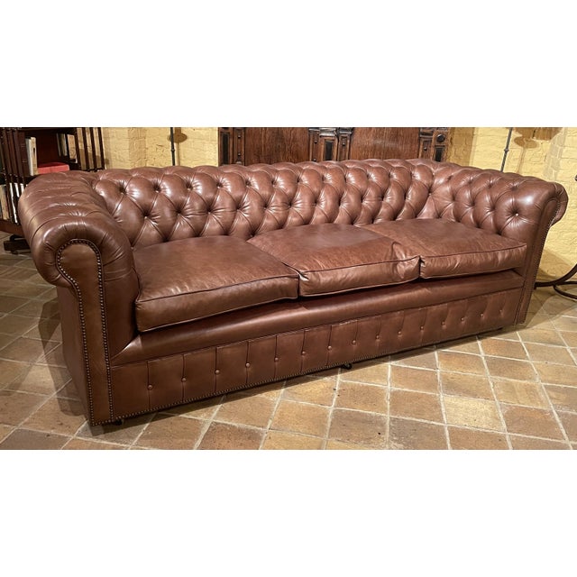Vintage Chesterfield Three-Seater Sofa in Brown Leather, 2010s For Sale - Image 14 of 16