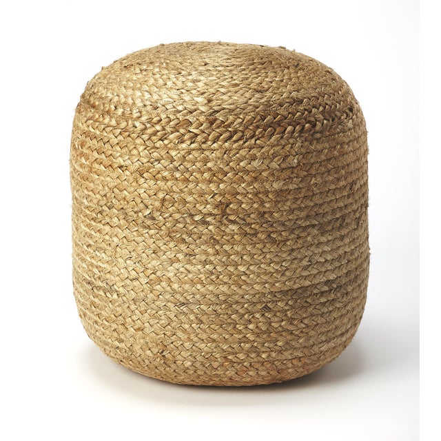 Boho Chic Noosa 16 in. W Round Jute Accent Pouffe, Natural For Sale - Image 3 of 4