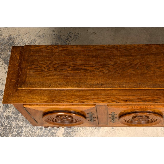 Charles Dudouyt 1940s French Art Deco Brutalist Oak Sideboard in the Style of Charles Dudouyt For Sale - Image 4 of 16