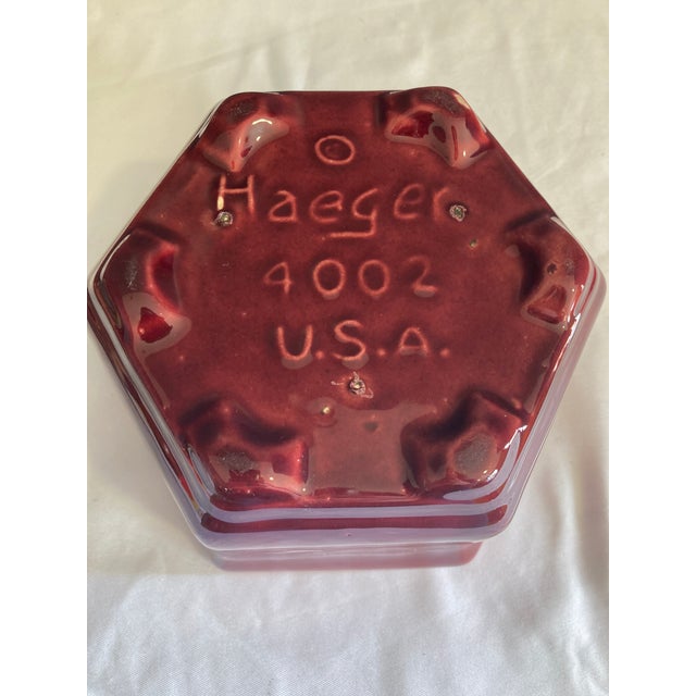 Mid 20th Century Mid-Century Haeger Pottery Pentagon Bowl in Deep Red Glaze For Sale - Image 5 of 7