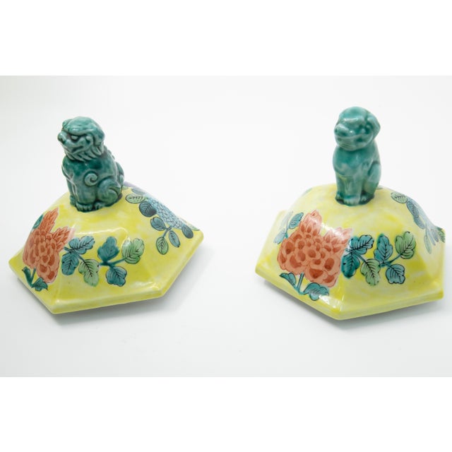 Chinese Hand Painted Ceramic Urns - a Pair For Sale - Image 10 of 12