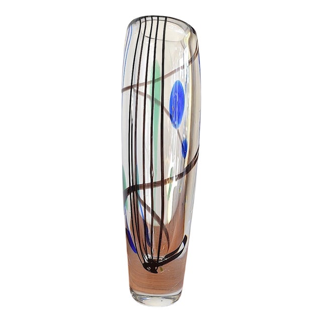 Scandinavian Abstract Glass Vase by Vicke Lindstrand for Kosta, 1960s For Sale