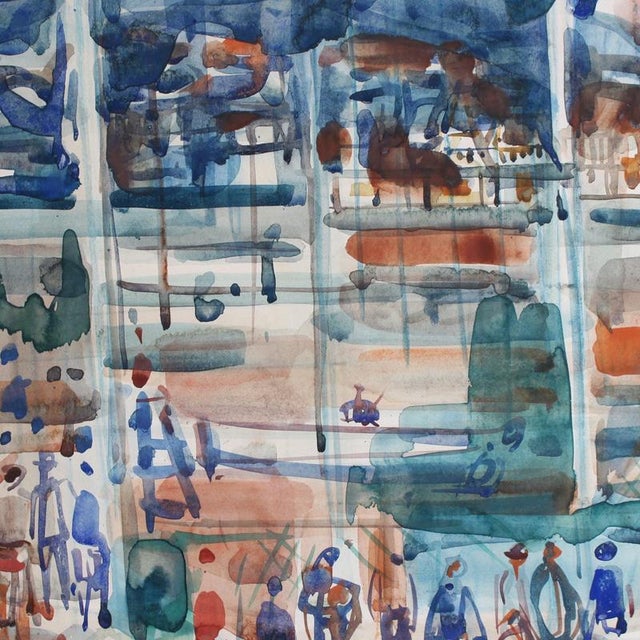 Pierre Gaillardot, Tennis Match on Clay, 1970s, Watercolour on Paper For Sale - Image 9 of 18