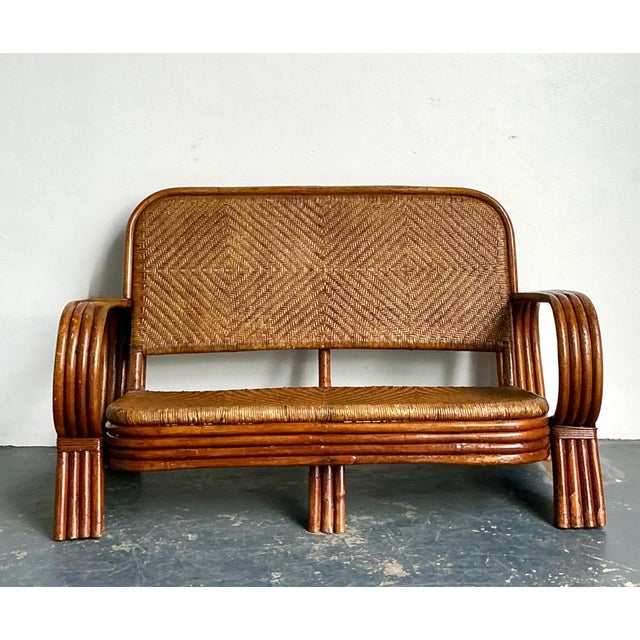 Vintage Woven Rattan Loveseat For Sale - Image 18 of 18