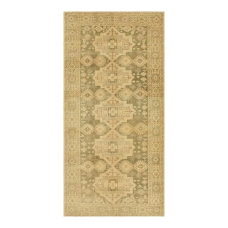 Vintage Turkish Rug in Green With Medallion & Geometric Patterns From Rug & Kilim For Sale