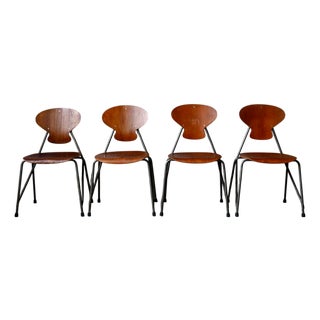 Danish Stackable Chairs by Steen Eiler Rasmussen & Kai Lyngfeldt Larsen for Danbork, 1950s, Set of 4 For Sale