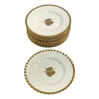 Set of 12 Mintons ‚ Gold Crocus‚ Luncheon Plates, 9", England, Circa 1920s For Sale