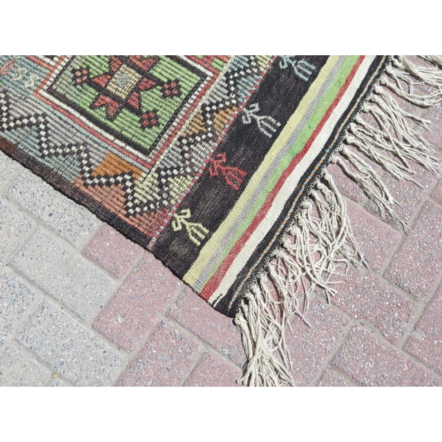 1960s Vintage Turkish Handmade Kilim Rug - 69"x105" For Sale - Image 10 of 12