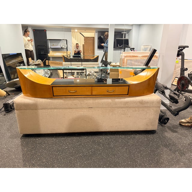 Art Deco Wall Console With Curved Glass Top For Sale - Image 12 of 15