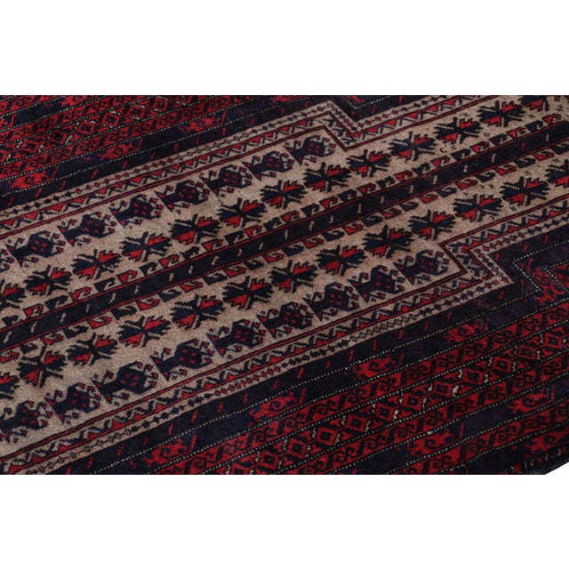 Hand knotted in wool, this 3x5 modern geometric rug represents a new line of tribal carpets in the Modern Classics...