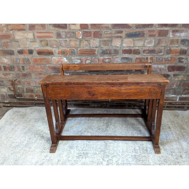 Vintage Double School Desk in Oak For Sale - Image 4 of 9