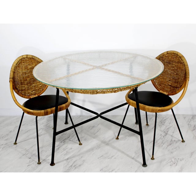 1960s Mid Century Modern Danny Fong Rattan And Iron Patio Dining