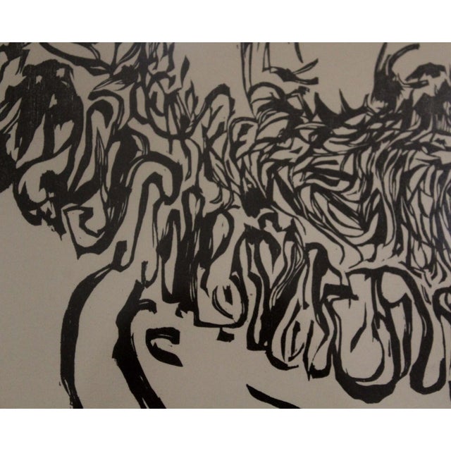 Wood Leonard Baskin De Gheyn Modern Woodcut Signed 4/50 Framed 1970 For Sale - Image 7 of 8