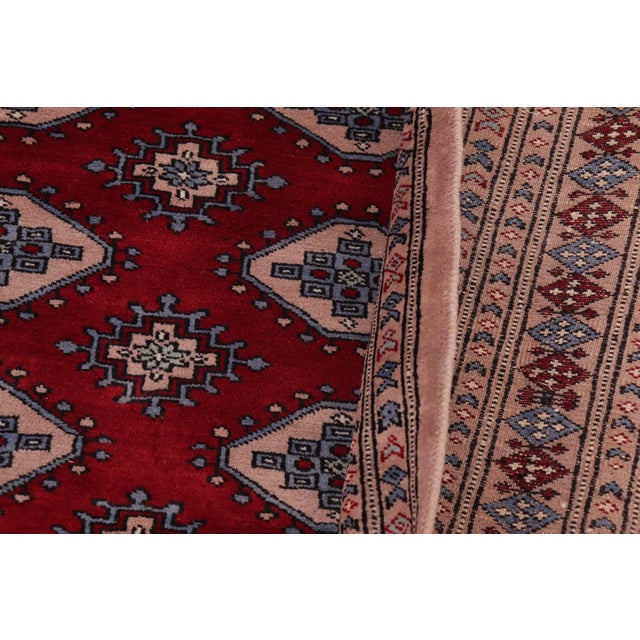 Red 1980s Tribal Bokhara Red/Taupe Hand Knotted Wool Rug For Sale - Image 8 of 9