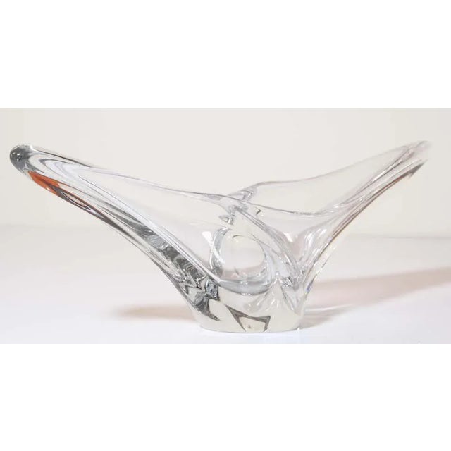 Transparent Sculptural Curvilinear Art Glass Fruit Bowl by Daum France For Sale - Image 8 of 11