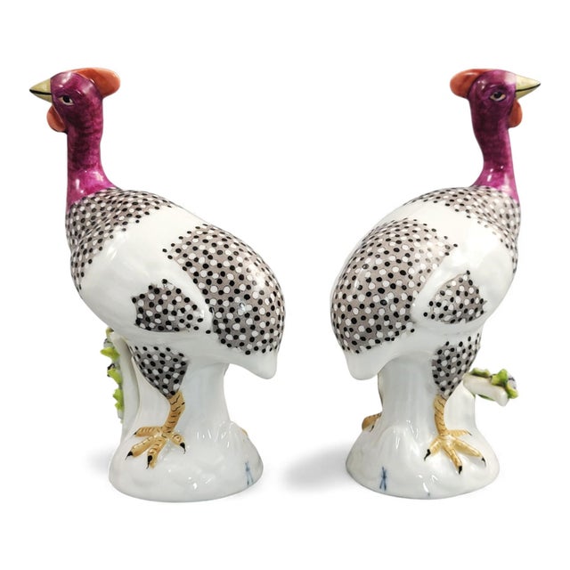 Traditional Guinea Fowl Figures from Samson, Paris, 1845, Set of 2 For Sale - Image 3 of 12