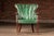 Art Deco Vintage Green Vinyl Clamshell Armchair For Sale - Image 3 of 13