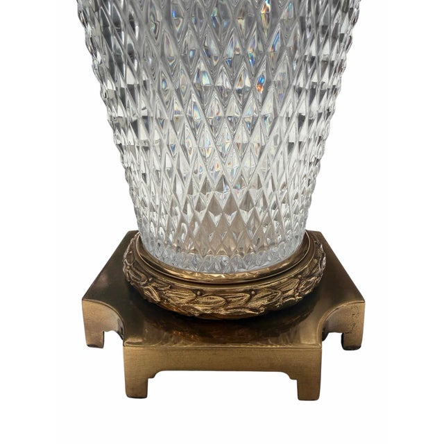 The Marbro Lamp Company Pair of Marbro Lamp Co Baccarat Crystal & Gilt Bronze Urn Form Table Lamps For Sale - Image 4 of 6