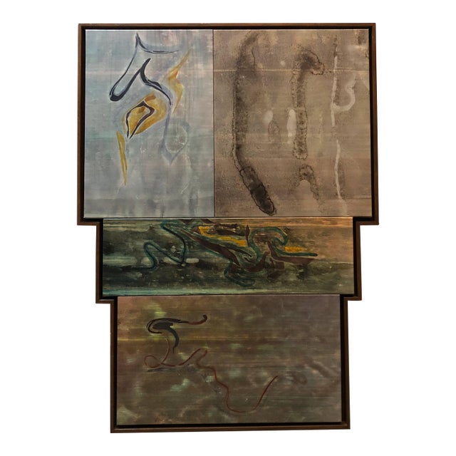 Ray KassYellow Sulphur Springs Mixed Media Abstract Large Painting, 1992 For Sale