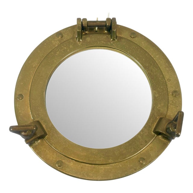 Ship Porthole Wall Mirror in Brass, 20th Century For Sale
