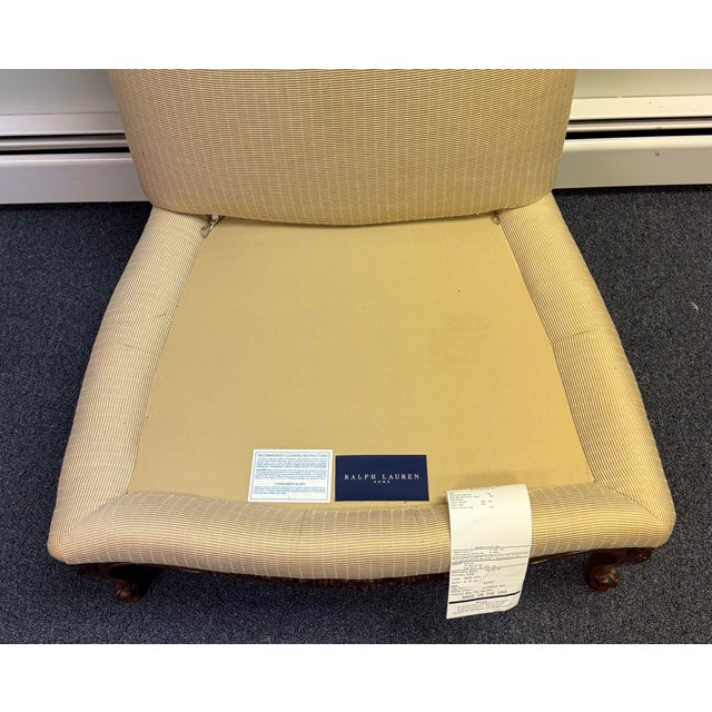 Ralph Lauren Carved French Upholstered Slipper Chair For Sale - Image 12 of 12