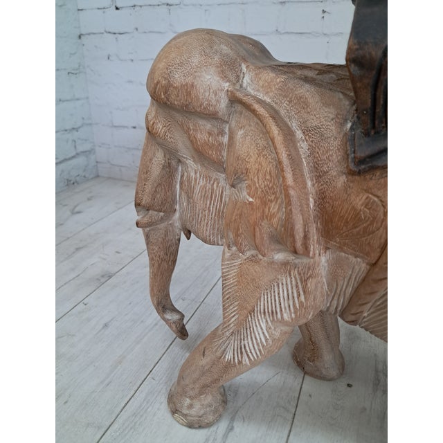 Vintage Hand-Carved Wooden Elephant Plant Stand, 1960s For Sale - Image 15 of 18