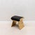 Modern Leather Upholstered Stool With Polished Brass Legs by Kifu Paris For Sale - Image 3 of 8