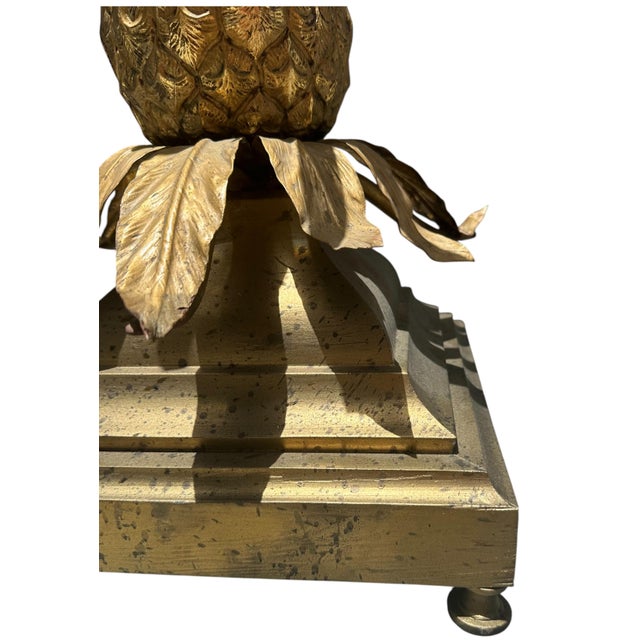 Pair of Mid-Century Italian Hollywood Regency Brass Pineapple Side Tables. For Sale - Image 10 of 15