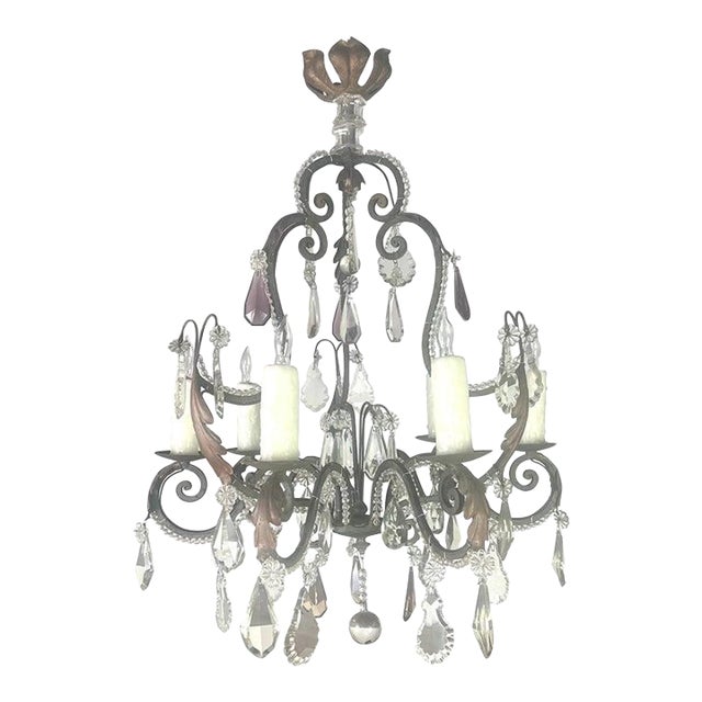 French Crystal Beaded Chandelier C. 1900's For Sale