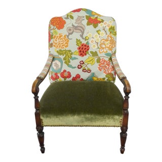 Modern Occasional Chair in Fabricut Print With Mohair For Sale