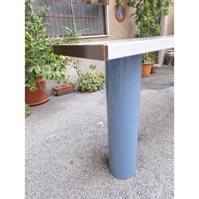 Wood Console in White Lacquer with Cylindrical Plastic Legs by Tresoldi Salvati, 1980s For Sale - Image 7 of 11