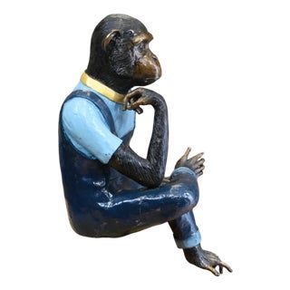 Bronze Seated Monkey Statue For Sale