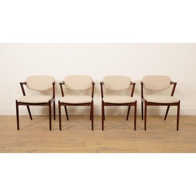 Vintage Rosewood Model 42 Dining Chairs from Kai Kristiansen, 1950s, Set of 4 For Sale - Image 15 of 15