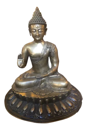 Vintage Tibetan Zen Temple Brass Protection Buddha Statue